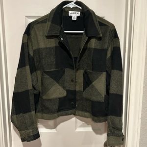 For The Republic Plaid Cropped Shirt Jacket